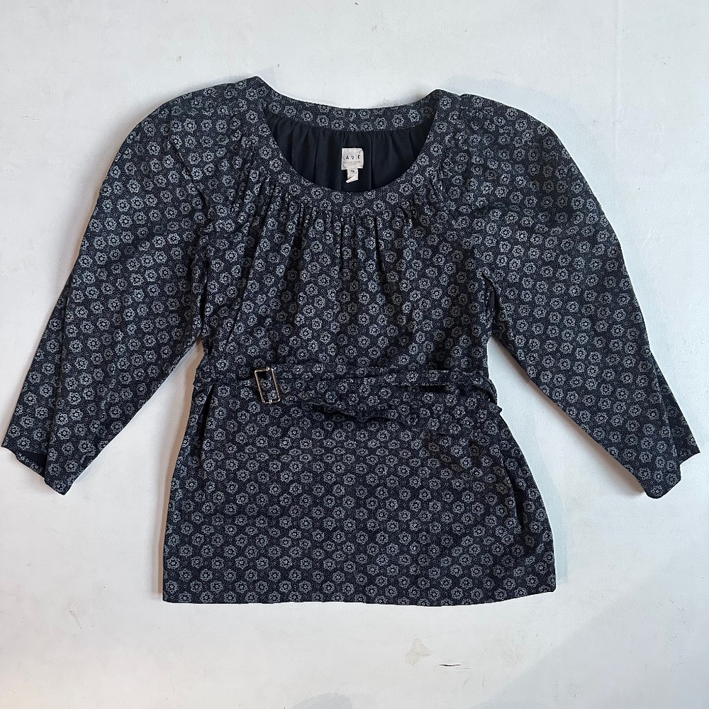 La Vie Rebecca Taylor Violette Floral Poplin Belted Top - Picture 3 of 7